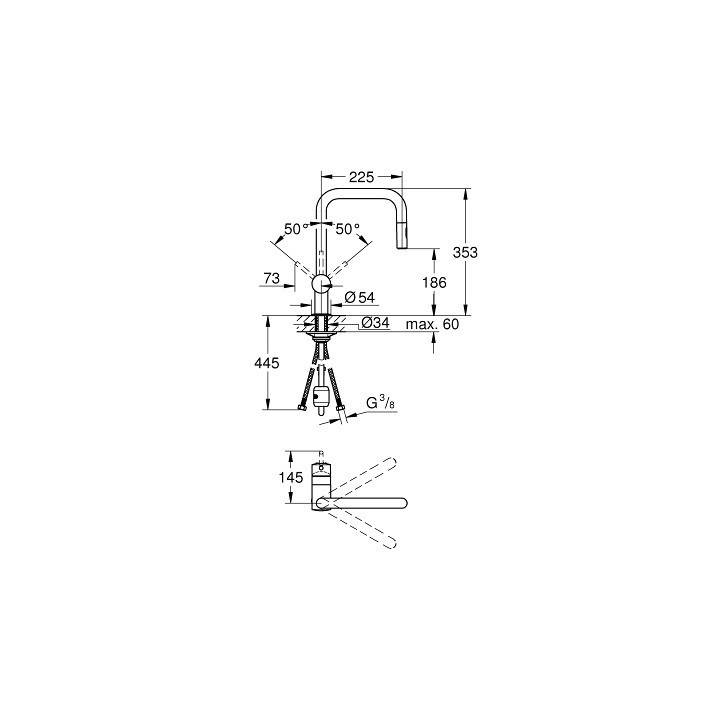 Jednouchwytowa bateria kuchenna z wyciąganą wylewką Grohe Minta, DN 15 - hard graphite