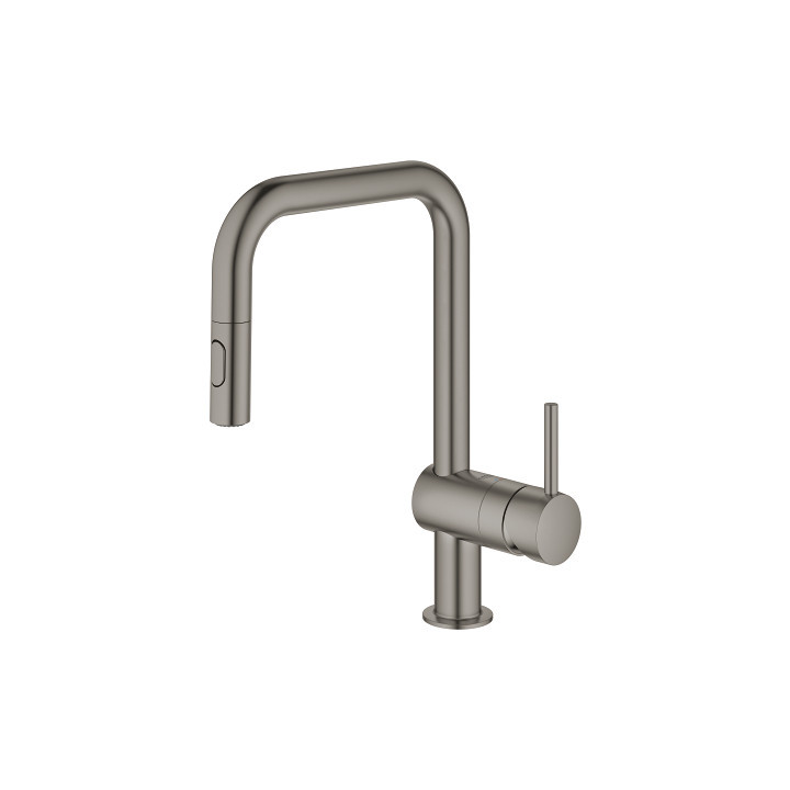 Jednouchwytowa bateria kuchenna z wyciąganą wylewką Grohe Minta, DN 15 - brushed hard graphite