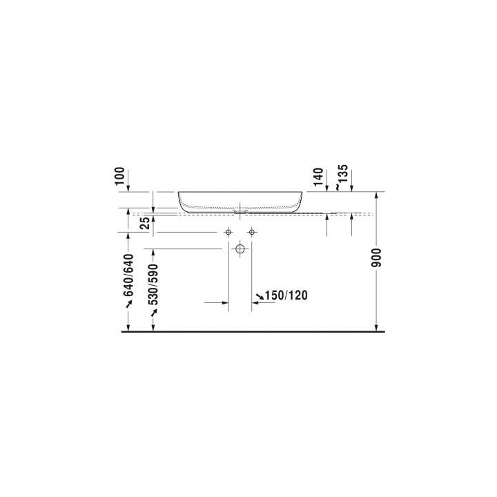 Umywalka nablatowa Duravit Luv, 80x40cm, owalna, WonderGliss, biała