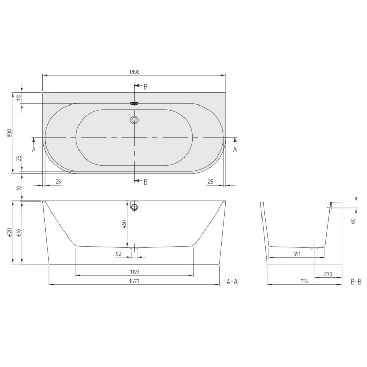Wanna Villeroy & Boch OBERON 2.0, 180x80, biała
