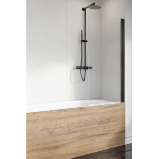 Parawan nawannowy Radaway Nes 8 Black PND I, lewy, składany, szkło przejrzyste, 140x150cm, czarny profil