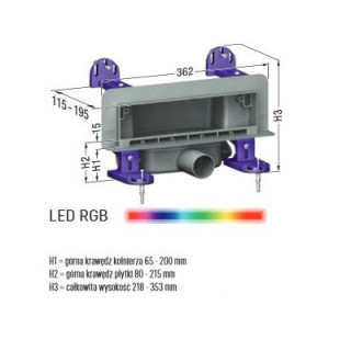 Kessel Odpływ ścienny Scada LED RGB, z pokrywą pod płytki