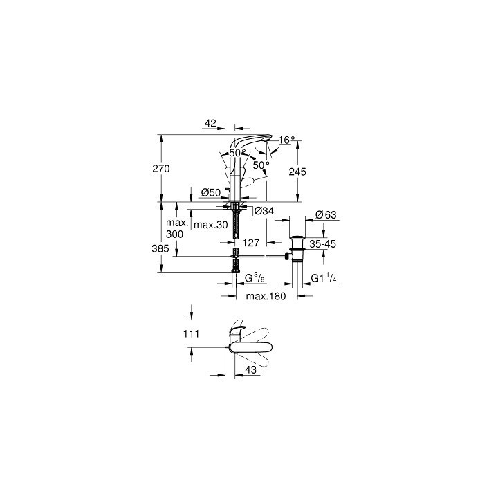 Bateria umywalkowa Grohe Eurostyle Solid , DN 15, Rozmiar L - moon white/chrom