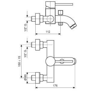 Bateria wannowa natynkowa Emmevi Piper czarny mat- sanitbuy.pl