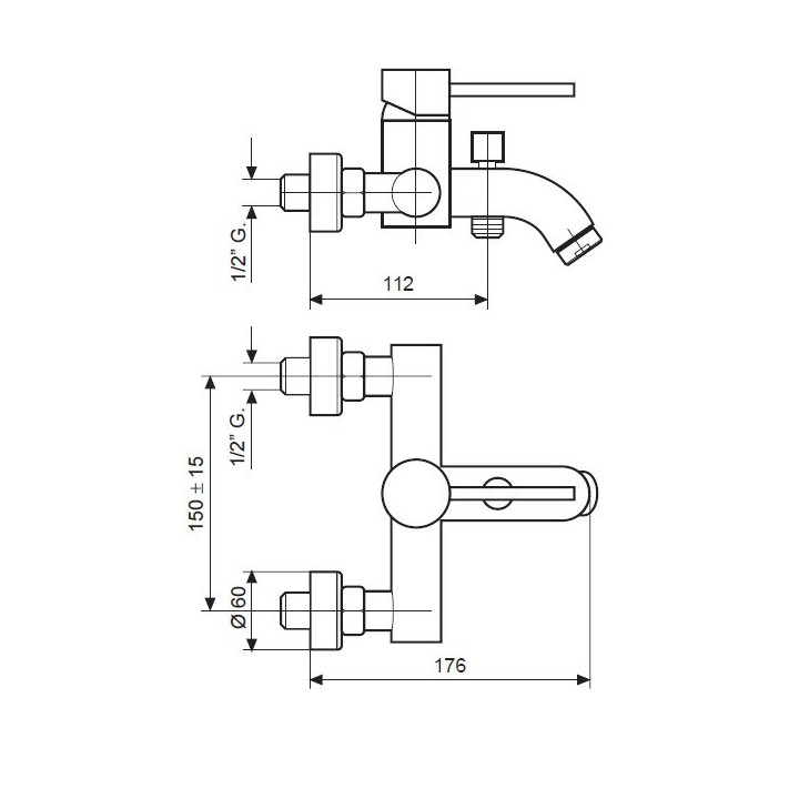 Bateria wannowa natynkowa Emmevi Piper czarny mat- sanitbuy.pl