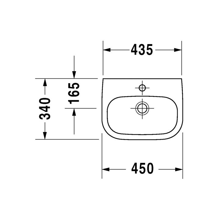 Umywalka ścienna Duravit D-Code Med, 36x27cm, bez otworu pod baterię, biała