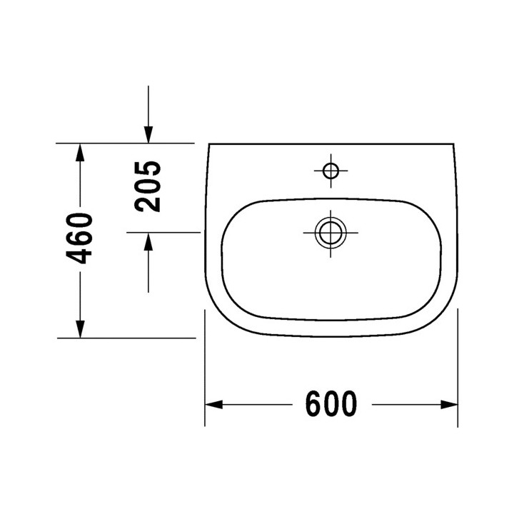 Umywalka ścienna Duravit D-Code Med, 55x43cm, otwór pod baterię, bez przelewu, biała