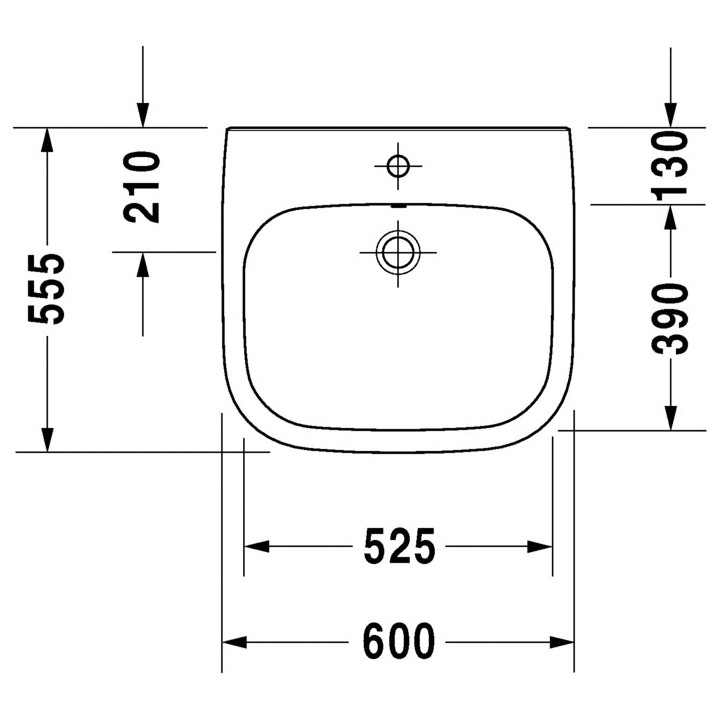 Umywalka ścienna Duravit D-Code Med, 65x50cm, otwór pod baterię, bez przelewu, biała