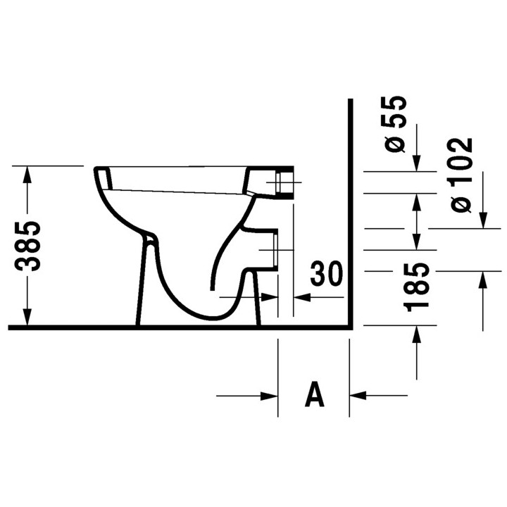 Miska stojąca Duravit D-Code, 48x35cm, odpływ poziomy, HygieneGlaze, biała