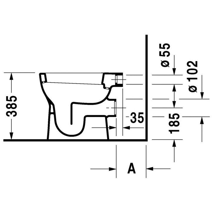 Miska stojąca Duravit D-Code, 48x35cm, odpływ poziomy, HygieneGlaze, biała
