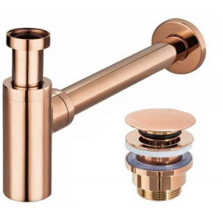 Korek umywalkowy mosiężny Rea klik-klak do umywalki bez przelewu - różowe złoto