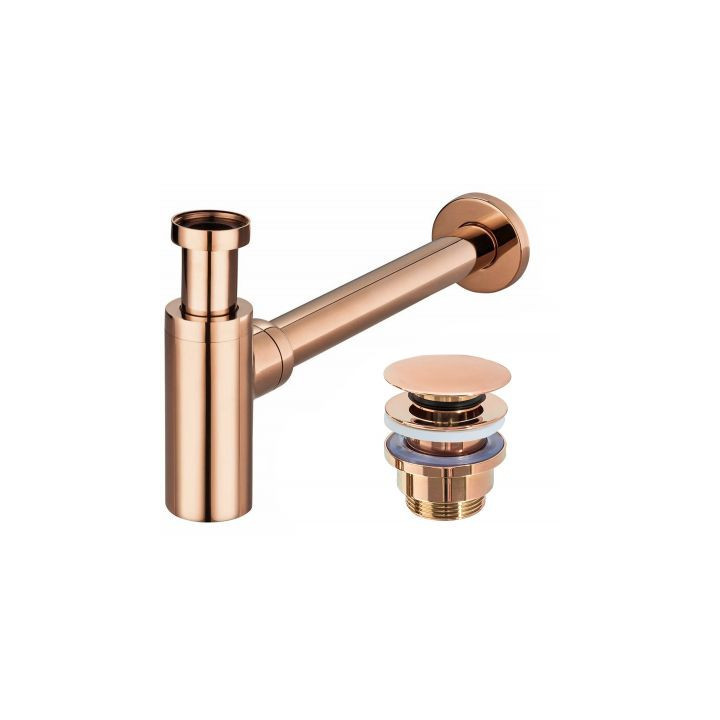 Korek umywalkowy mosiężny Rea klik-klak do umywalki bez przelewu - różowe złoto