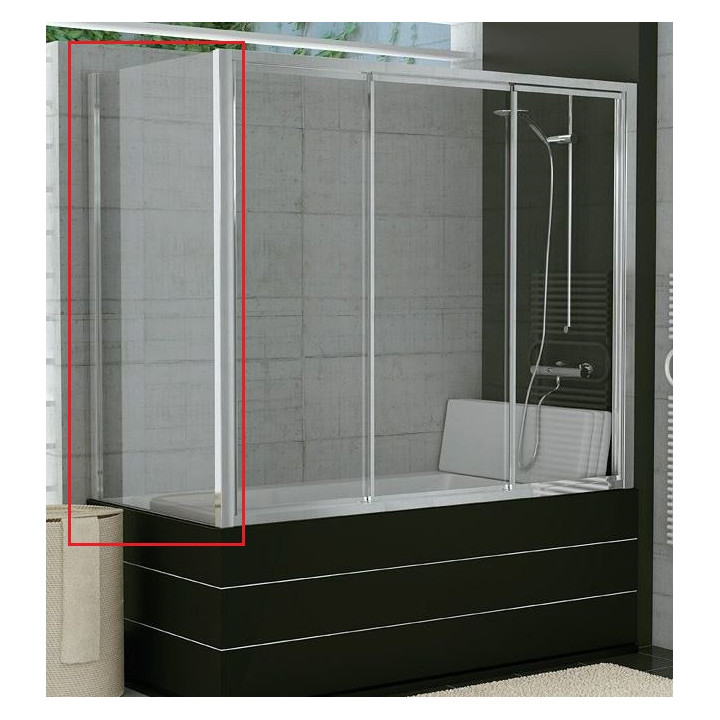 Ścianka boczna do parawanu nawannowego SanSwiss TOP-Line 80 cm, srebrny mat, szkło przeźroczyste