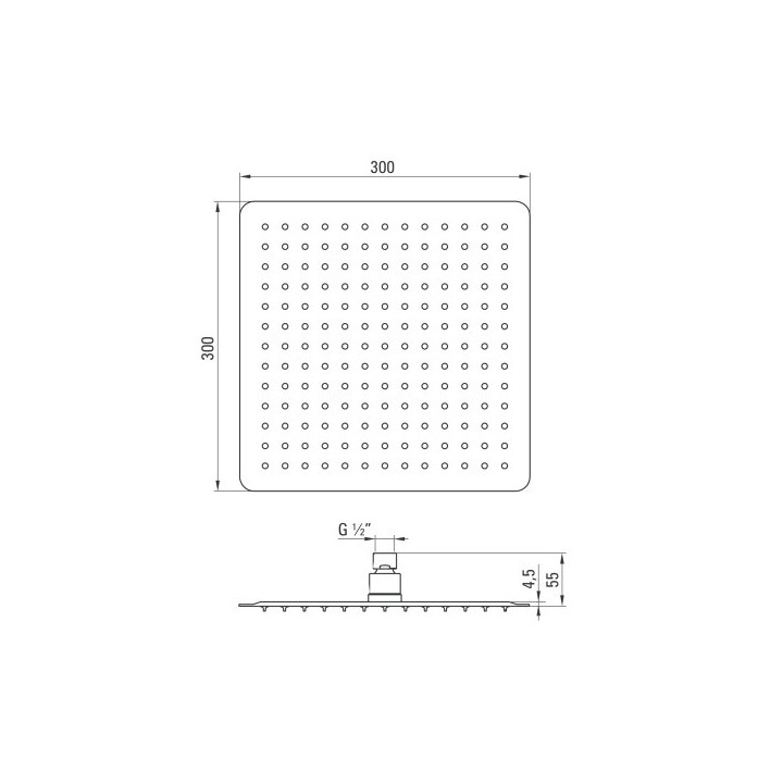 Deszczownica Deante Floks, głowica natryskowa kwadratowa, 30x30cm, czarny mat