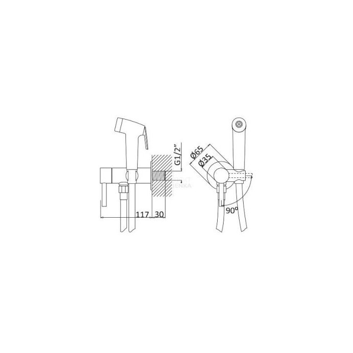 Bidetka z mieszaczem i mosiężną słuchawką, w komplecie element podtynkowy, Bruma Lusitano - chrom