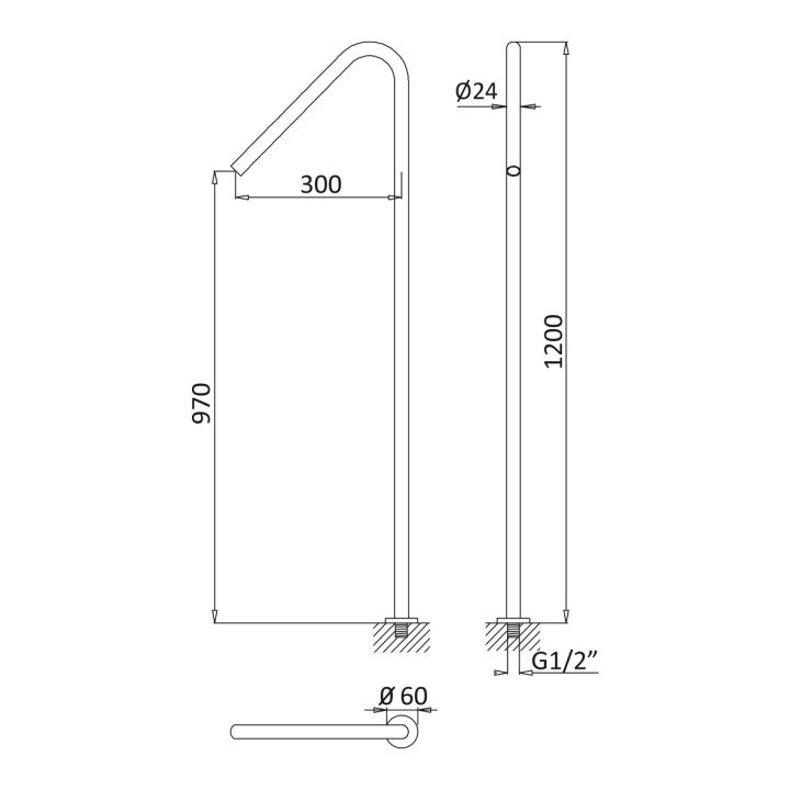 Wylewka wannowa wolnostojąca Bruma Elor, 120cm wysokości, sunrise