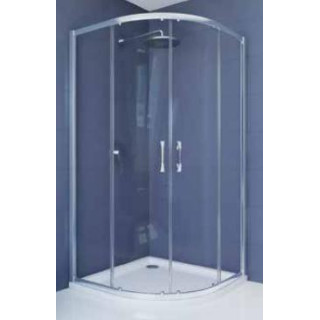 Drzwi suwane 1/4 koła Hüppe ena 2.0 typ 900 x 900, pr. 550 mm, srebrny połysk, przezroczyste Anti-Plaque, 140601069322