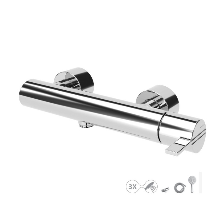 Bateria natryskowa Bruma Breeze, natynkowa, wylewka, zestaw natryskowy, chrom