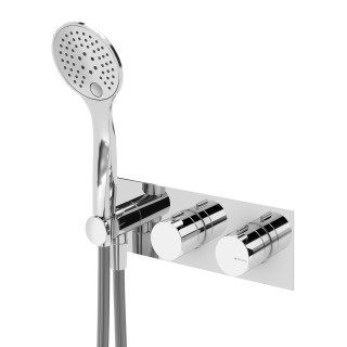 Bateria natryskowa Bruma Breeze, podtynkowa, poziome rozmieszczenie, dwa wyjścia wody, zestaw natryskowy, chrom