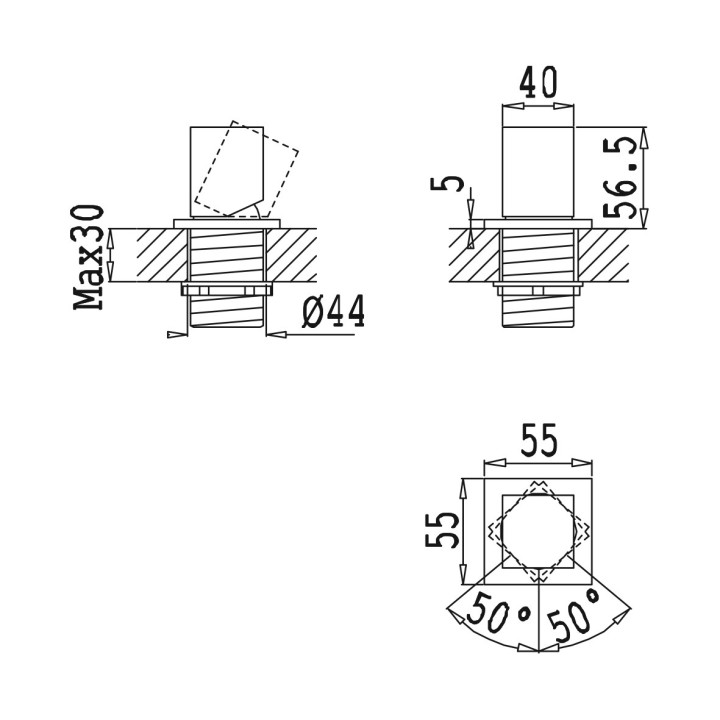 Bateria natryskowa Bruma Adamastor, montowana na półce, jednouchwytowa, chrom