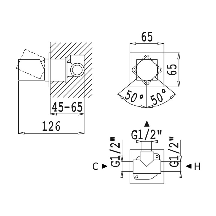 Bateria natryskowa Bruma Adamastor, podtynkowa, 2-otworowa, chrom