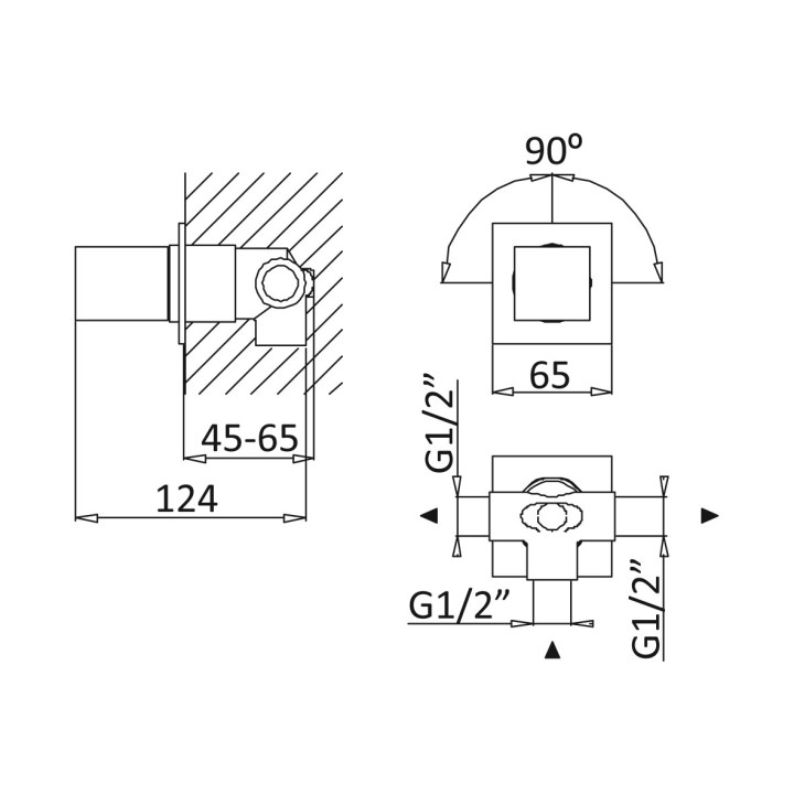 Przełącznik wyjścia wody Bruma Adamastor, 2-pozycyjny, podtynkowy, chrom