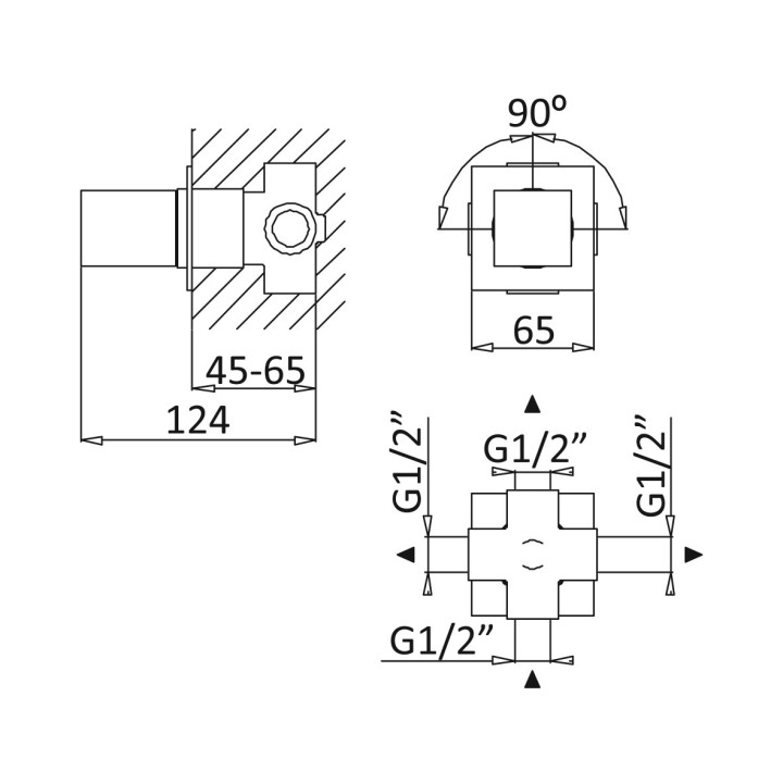 Przełącznik wyjścia wody Bruma Adamastor, 2-pozycyjny, podtynkowy, chrom