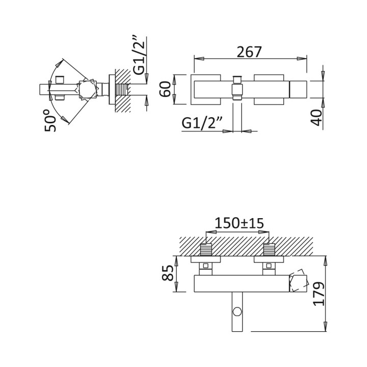 Bateria wannowa Bruma Escudo, natynkowa, zestaw natryskowy, chrom