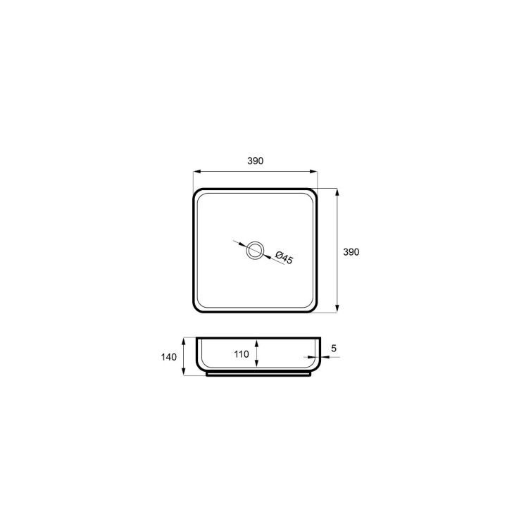 Umywalka nablatowa Massi Atimo, prostokątna, 61x41cm, bez przelewu, biała