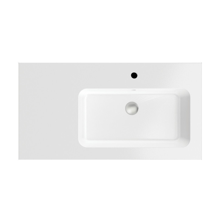 Umywalka meblowa Massi Eno z blatem, lewa, prostokątna, 95x50cm, konglomeratowa, z przelewem, biała
