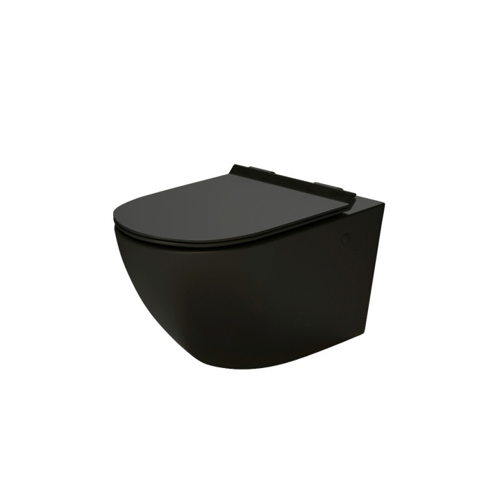 Miska WC wisząca Massi Decos Rimless, bezrantowa, 55x36cm, deska wolnoopadająca, czarny mat