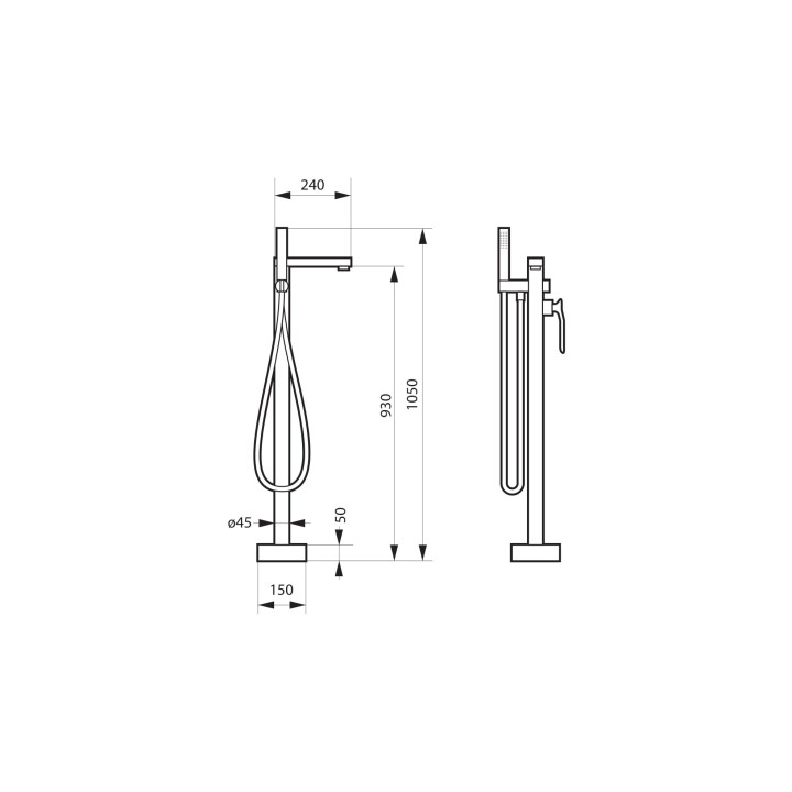 Bateria wannowa Massi Concepcion, natynkowa, wylewka 170mm, zestaw natryskowy, czarny mat