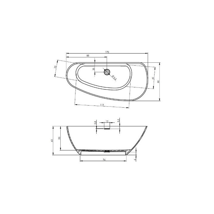 Wanna wolnostojąca Riho Granada 170x80cm, lewa - biała 