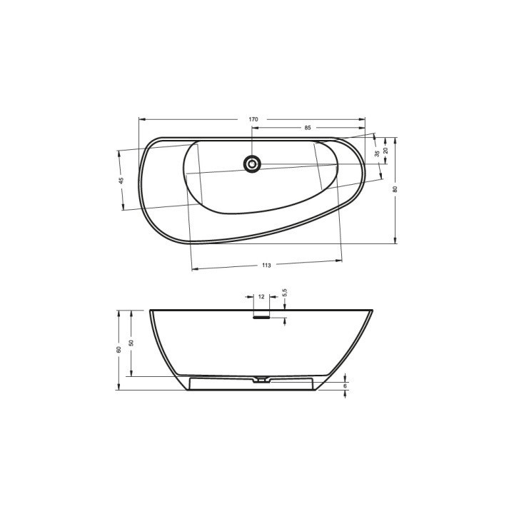 Wanna wolnostojąca Riho Granada 170x80cm, prawa - biała 