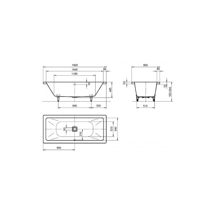 Wanna prostokątna Kaldewei Conoduo 732, 170x75cm, stalowa, biała