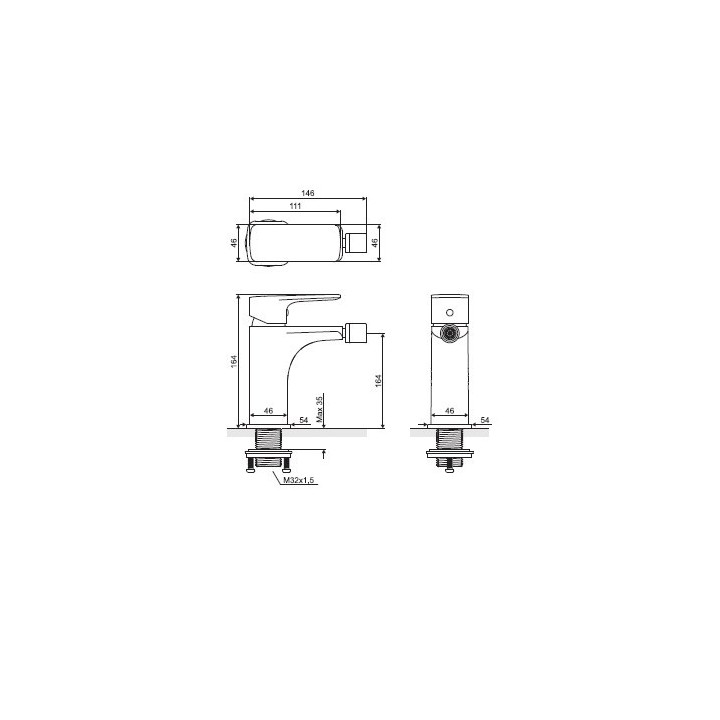 Bateria bidetowa Excellent Keria, stojąca, chrom