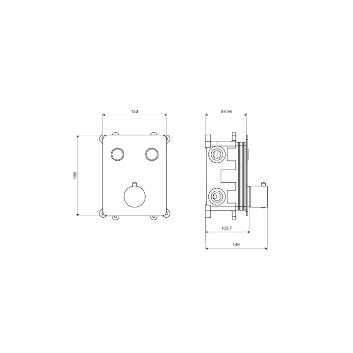 Bateria prysznicowo-wannowa Excellent Krotos, podtynkowa, termostatyczna, 2 wyjścia wody, chrom