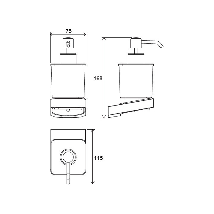 Dozownik na mydło w płynie Ravak 10°, matowe szkło, chrom