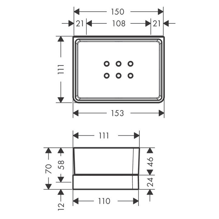 Półka Axor Universal, 15x7cm, ścienna, szklana, chrom