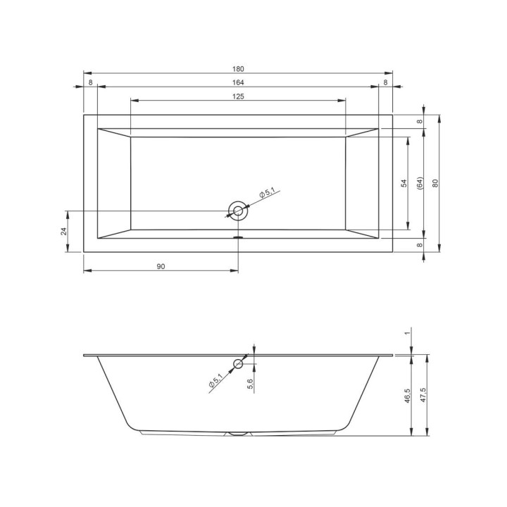 Wanna prostokątna 170x75cm Riho Lugo biała 170L- sanitbuy.pl