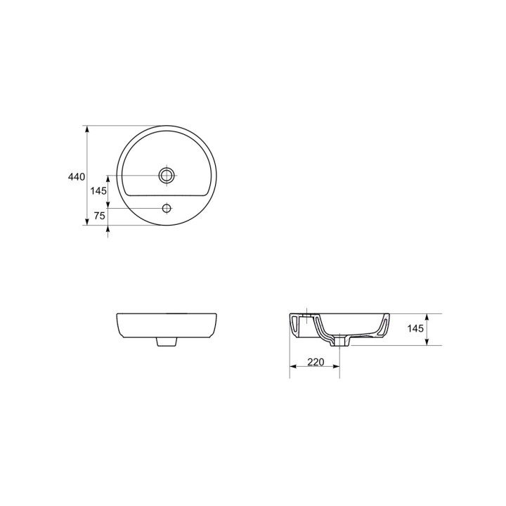 Umywalka podblatowa Cersanit Caspia, 55x41cm, owalna, z przelewem, biała