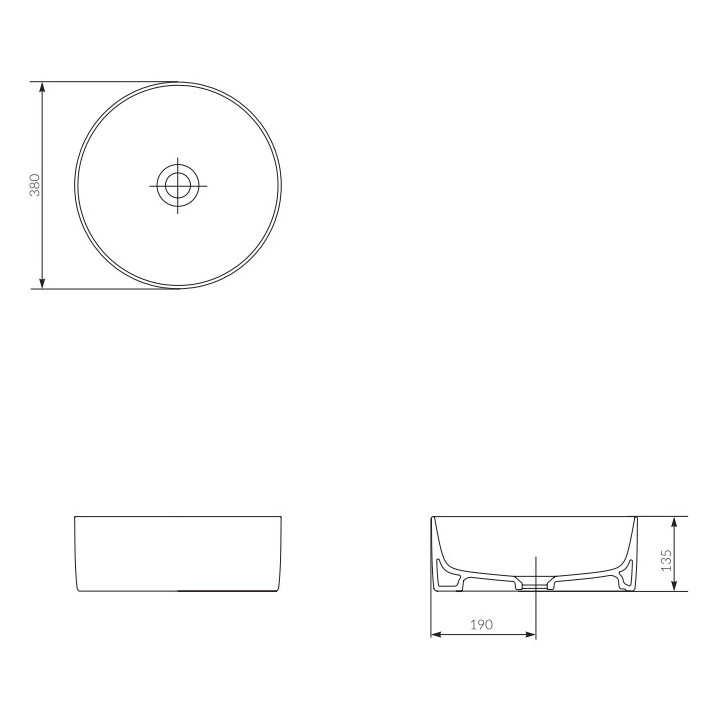Umywalka nablatowa Cersanit Crea, 35x35cm, kwadratowa, bez przelewu, biała