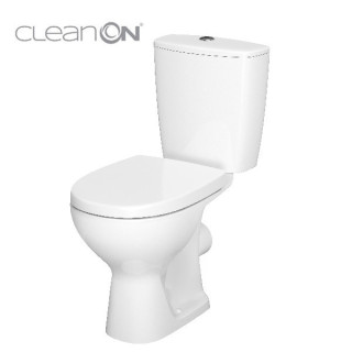 Kompakt WC Cersanit Arteco CleanOn, bezkołnierzowa miska, 64,5x36cm, polipropylenowa deska wolnoopadająca, odpływ pionowy, dopro