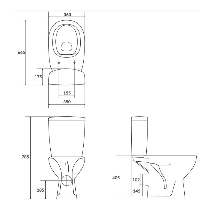 Kompakt WC Cersanit Arteco CleanOn, bezkołnierzowa miska, 64,5x36cm, polipropylenowa deska wolnoopadająca, odpływ pionowy, dopro