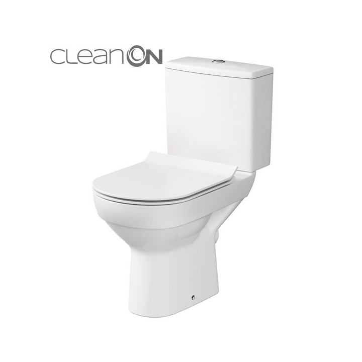 Kompakt WC Cersanit Carina, 62,5x35,5cm, deska duroplastowa wolnoopadająca, odpływ poziomy, doprowadzenie wody od dołu, biały