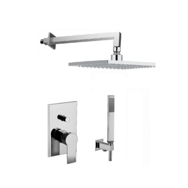 Zestaw natryskowy Paffoni Tango, podtynkowy, deszczownica 20x20cm, ramię ścienne 400mm, chrom