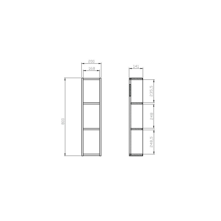 Szafka wisząca Cersanit Moduo, 80x20cm, otwarta, dąb