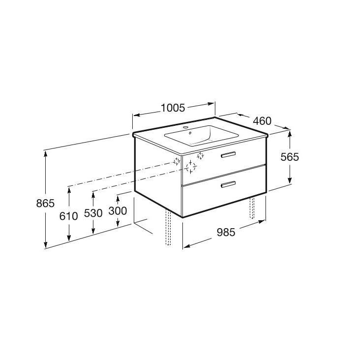 Zestaw łazienkowy Roca Unik Victoria Basic, 80x46cm, 2 szuflady, brzoza