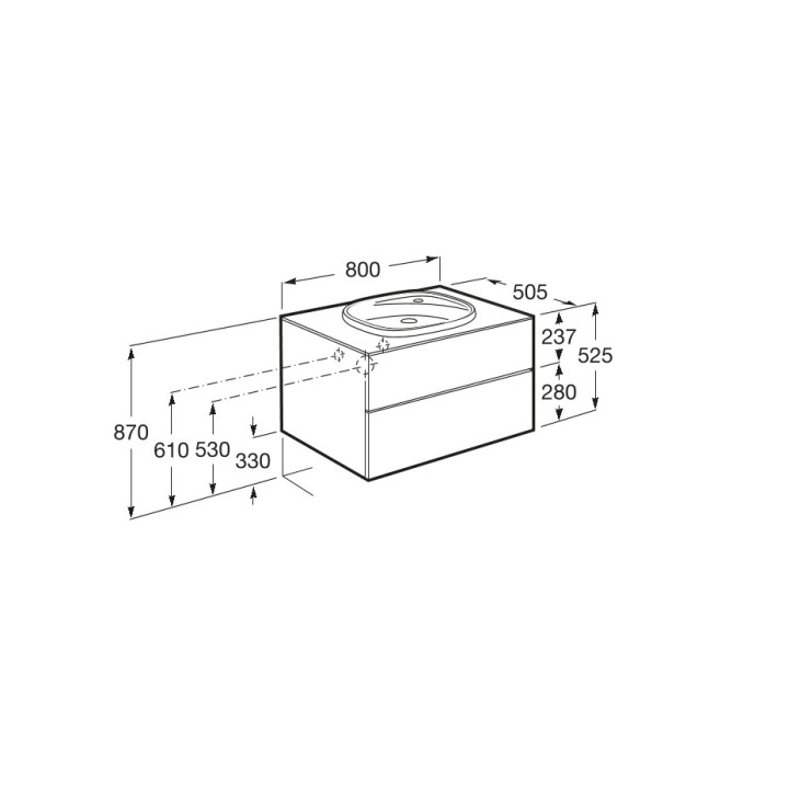 Zestaw łazienkowy Roca Unik Beyond, 60x50cm, 2 szuflady, biały połysk