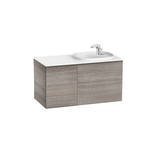 Zestaw łazienkowy Roca Unik Beyond, 100x50cm, umywalka Surfex po lewej, biały połysk